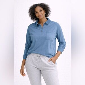 La Vie En Rose Blue Polo Top